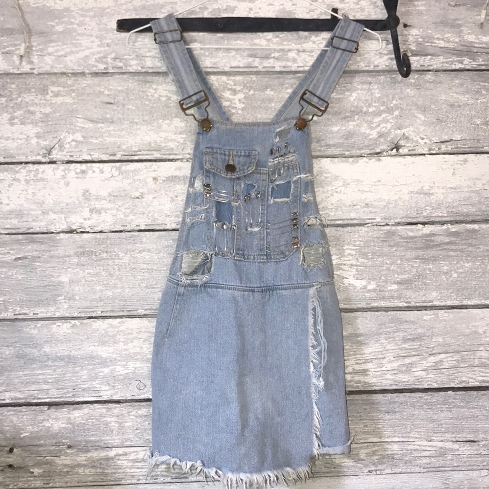 Carmar Denim Skortall with Safety Pins